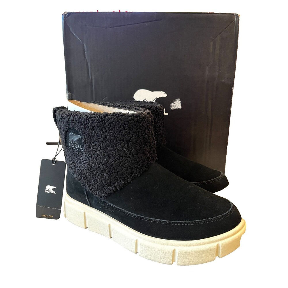 SOREL Explorer III Slip On Cozy Waterproof Snow Boot NEW Size 7 Black Chalk